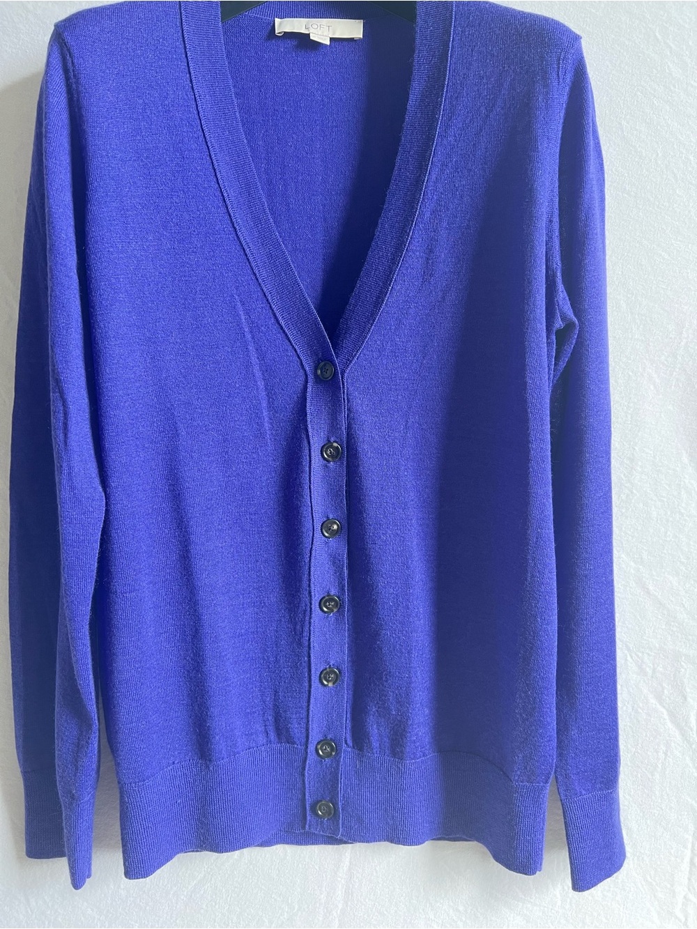 LOFT Women's Purple V-Neck Button Cardigan